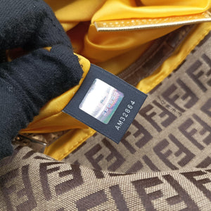 Pre-owned Fendi Baguette Zucchino Brown canvasxLeather 8BR001 shoulderbag | stylenewstar