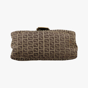 Pre-owned Fendi Baguette Zucchino Brown canvasxLeather 8BR001 shoulderbag | stylenewstar