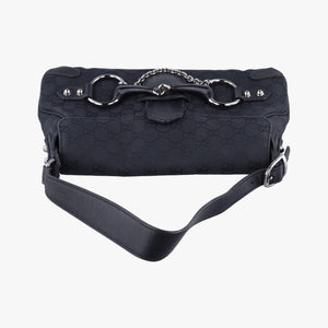 Pre-owned Gucci Horsebit Black canvas×leather 114915 shoulderbag | stylenewstar