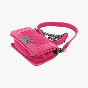 Pre-owned Chanel BOY CHANEL Pink velour A67364 shoulderbag | stylenewstar