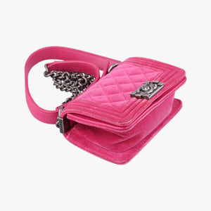 Pre-owned Chanel BOY CHANEL Pink velour A67364 shoulderbag | stylenewstar