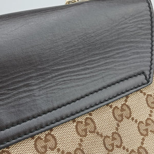Pre-owned Gucci Emily beige×brown canvas×leather 295402 shoulderbag | stylenewstar