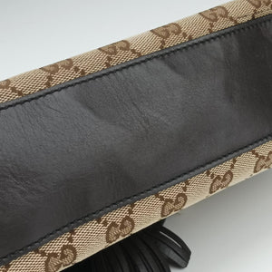 Pre-owned Gucci Emily beige×brown canvas×leather 295402 shoulderbag | stylenewstar