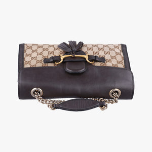 Pre-owned Gucci Emily beige×brown canvas×leather 295402 shoulderbag | stylenewstar