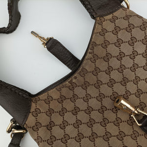 Vintage Gucci New Jackie Brown × Beige canvas×leather 219725 shoulderbag | stylenewstar