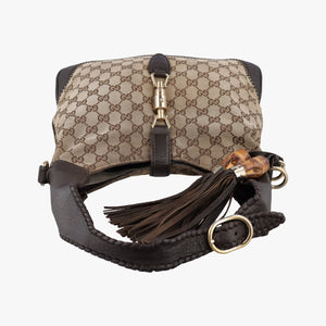 Vintage Gucci New Jackie Brown × Beige canvas×leather 219725 shoulderbag | stylenewstar