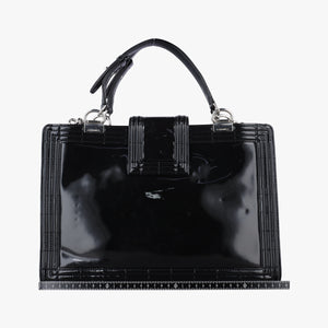 Secondhand Chanel Jetsetter Boy Shopping Tote Black Enamel A67019 shoulderbag | stylenewstar