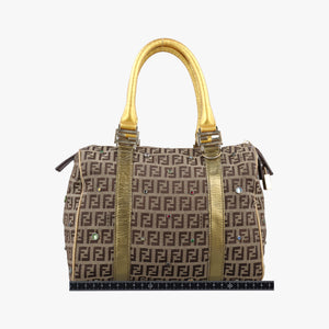 Pre-owned Fendi Zucchino Glitter Logo Multicolour canvas 8BL068 handbag | stylenewstar