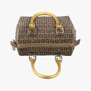 Pre-owned Fendi Zucchino Glitter Logo Multicolour canvas 8BL068 handbag | stylenewstar