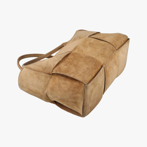 Vintage Bottega Veneta THE ARCO Tote middle Brown Suede handbag | stylenewstar