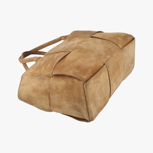 Vintage Bottega Veneta THE ARCO Tote middle Brown Suede handbag | stylenewstar