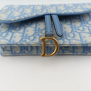 Pre-owned Christian Dior Saddle White × Blue jacquard bum bag/waist bag | stylenewstar