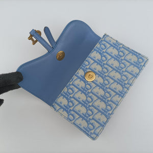 Pre-owned Christian Dior Saddle White × Blue jacquard bum bag/waist bag | stylenewstar