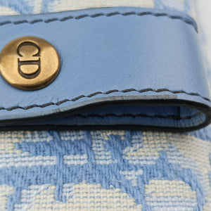 Pre-owned Christian Dior Saddle White × Blue jacquard bum bag/waist bag | stylenewstar