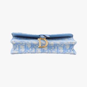 Pre-owned Christian Dior Saddle White × Blue jacquard bum bag/waist bag | stylenewstar