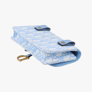 Pre-owned Christian Dior Saddle White × Blue jacquard bum bag/waist bag | stylenewstar