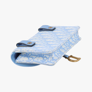 Pre-owned Christian Dior Saddle White × Blue jacquard bum bag/waist bag | stylenewstar