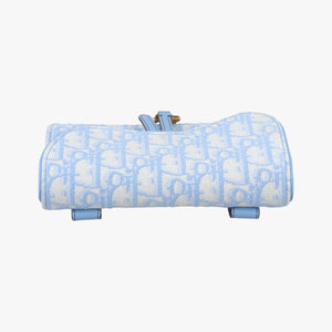 Pre-owned Christian Dior Saddle White × Blue jacquard bum bag/waist bag | stylenewstar