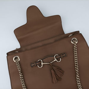 Pre-owned Gucci Emily Brown Leather 295403 shoulderbag | stylenewstar