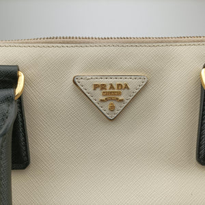 Pre-owned Prada Galleria Ivory × Black SAFFIANO Leather B2274C handbag | stylenewstar