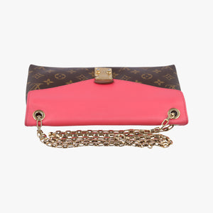 Vintage Louis Vuitton PALLAS Chain Brown×Poppy Petal Monogram Canvas×calf leather M41741 shoulderbag | stylenewstar