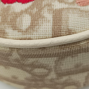 Pre-owned Christian Dior Saddle Beige PVC Coated Canvas Floral Embroidery handbag | stylenewstar