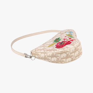 Pre-owned Christian Dior Saddle Beige PVC Coated Canvas Floral Embroidery handbag | stylenewstar