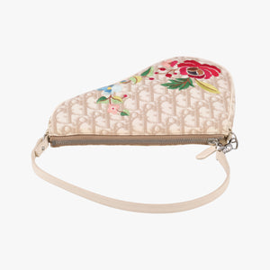 Pre-owned Christian Dior Saddle Beige PVC Coated Canvas Floral Embroidery handbag | stylenewstar