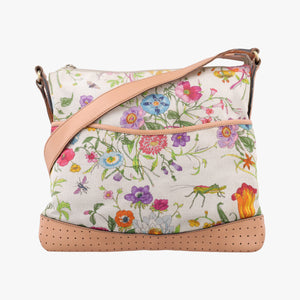 Pre-owned Gucci Flora Multicolour×White canvas×leather 145857 shoulderbag | stylenewstar
