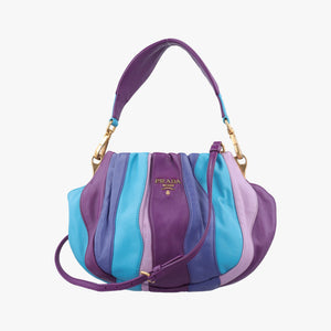 Pre-owned Prada Trembled Blossoms Multicolor Purple × Blue Nappa Leather BN1680 shoulderbag | stylenewstar
