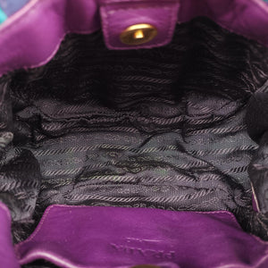 Pre-owned Prada Trembled Blossoms Multicolor Purple × Blue Nappa Leather BN1680 shoulderbag | stylenewstar