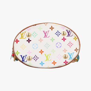 Vintage Louis Vuitton Fringe Bucket Bag Blanc × Multicolor Monogram Multicolore Coated Canvas × Suede Fringe M40109 handbag | stylenewstar