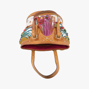 Vintage Louis Vuitton Fringe Bucket Bag Blanc × Multicolor Monogram Multicolore Coated Canvas × Suede Fringe M40109 handbag | stylenewstar