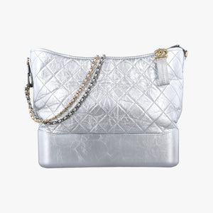 Pre-owned Chanel GABRIELLE Silver Leather A93825 shoulderbag | stylenewstar