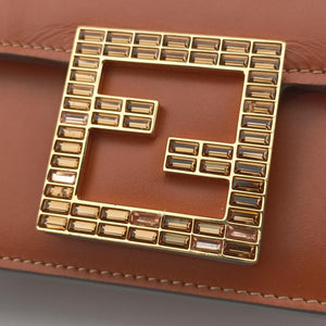 Pre-owned Fendi Fab Brown Leather 8BT317 shoulderbag | stylenewstar