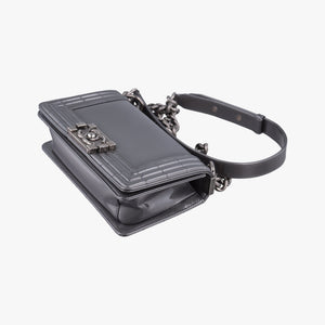 Pre-owned Chanel BOY CHANEL gray Leather A67017 shoulderbag | stylenewstar