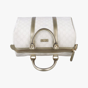 Pre-owned Gucci GG plus Spring Joy GG Supreme White PVC coated canvas 193603 handbag | stylenewstar