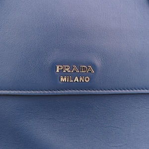 Pre-owned Prada Half Flap Double Turn Lock Blue SAFFIANO Leather BN2821 shoulderbag | stylenewstar