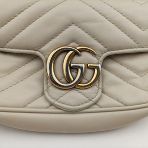Pre-owned Gucci GG Marmont White Leather 476433 shoulderbag | stylenewstar