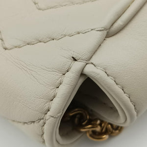 Pre-owned Gucci GG Marmont White Leather 476433 shoulderbag | stylenewstar