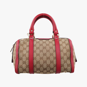 Pre-owned Gucci Sherry Line khaki×red canvas×leather 269876 shoulderbag | stylenewstar