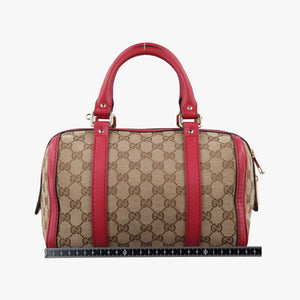 Pre-owned Gucci Sherry Line khaki×red canvas×leather 269876 shoulderbag | stylenewstar