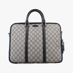 Pre-owned Gucci GG Supreme Briefcase Business Beige×Navy PVC coated canvas×Leather 223667 handbag | stylenewstar