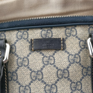 Pre-owned Gucci GG Supreme Briefcase Business Beige×Navy PVC coated canvas×Leather 223667 handbag | stylenewstar
