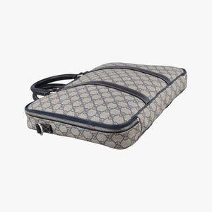 Pre-owned Gucci GG Supreme Briefcase Business Beige×Navy PVC coated canvas×Leather 223667 handbag | stylenewstar