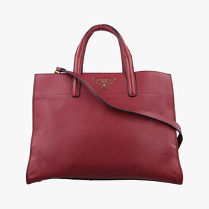 Pre-owned Prada Galleria Red SAFFIANO Leather BN2606 shoulderbag | stylenewstar