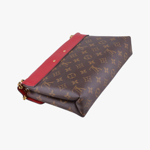 Pre-owned Louis Vuitton PALLAS Chain Brown×CERISE Monogram Canvas×calf leather M41201 shoulderbag | stylenewstar