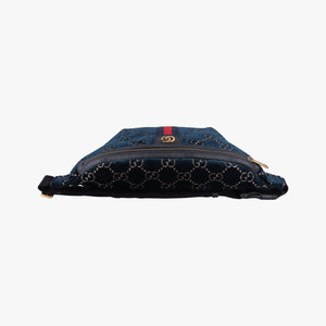 Secondhand Gucci GG Velvet Navy velour 574968 bum bag/waist bag | stylenewstar