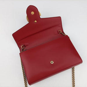Pre-owned Gucci GG Marmont Red Leather 401232 shoulderbag | stylenewstar
