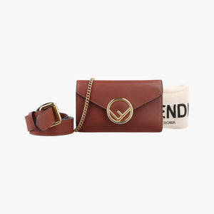 Pre-owned Fendi F is Brown Leather 8BM005 shoulderbag | stylenewstar